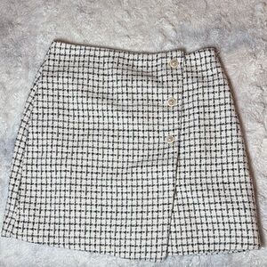 Marc New York Black & White Tweed Button-Front Mini Skirt